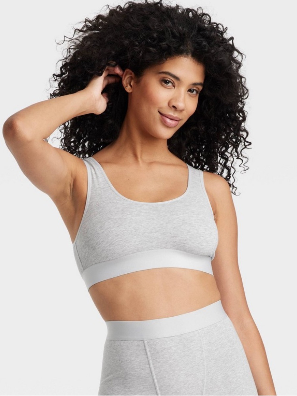 Women's Cotton Stretch Unlined Scoop Bralette - Auden™ Gray XL